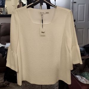 Calvin Klein Square Neck Pullover Blouse - Large -